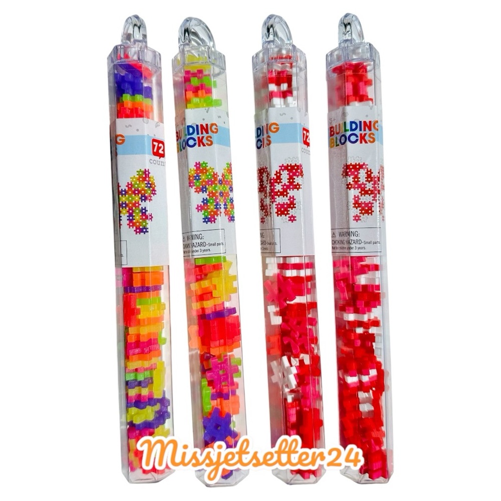 NWT 4 Sets of Target Neon Glitter & Red White Pink # Number Hashtag Blocks